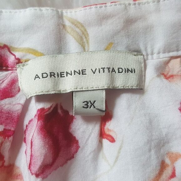 Adrienne Vittadini White Floral Sleeveless Top Size 3X - Picture 3 of 6